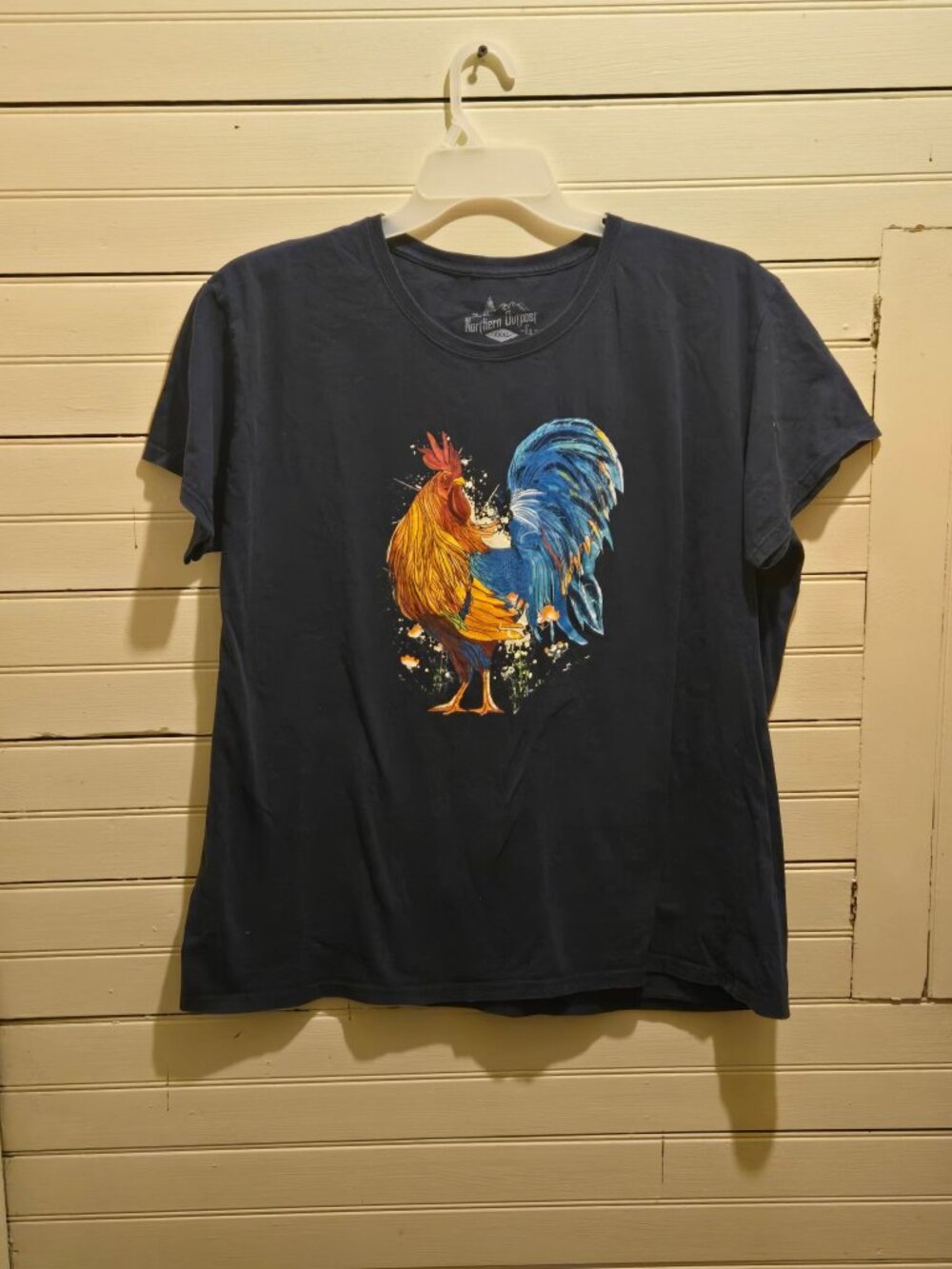 Northern Outpost Shirt Mens 3XL Rooster Graphic Blue Cotton Short Sleeve